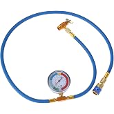 Aupoko R134A Car AC Refrigerant Charge Hose, 1/2 Puncture Type Can Tap Valve, R134A Quick Coupler, 59'' AC Recharge Hose with Low Pressure Gauge