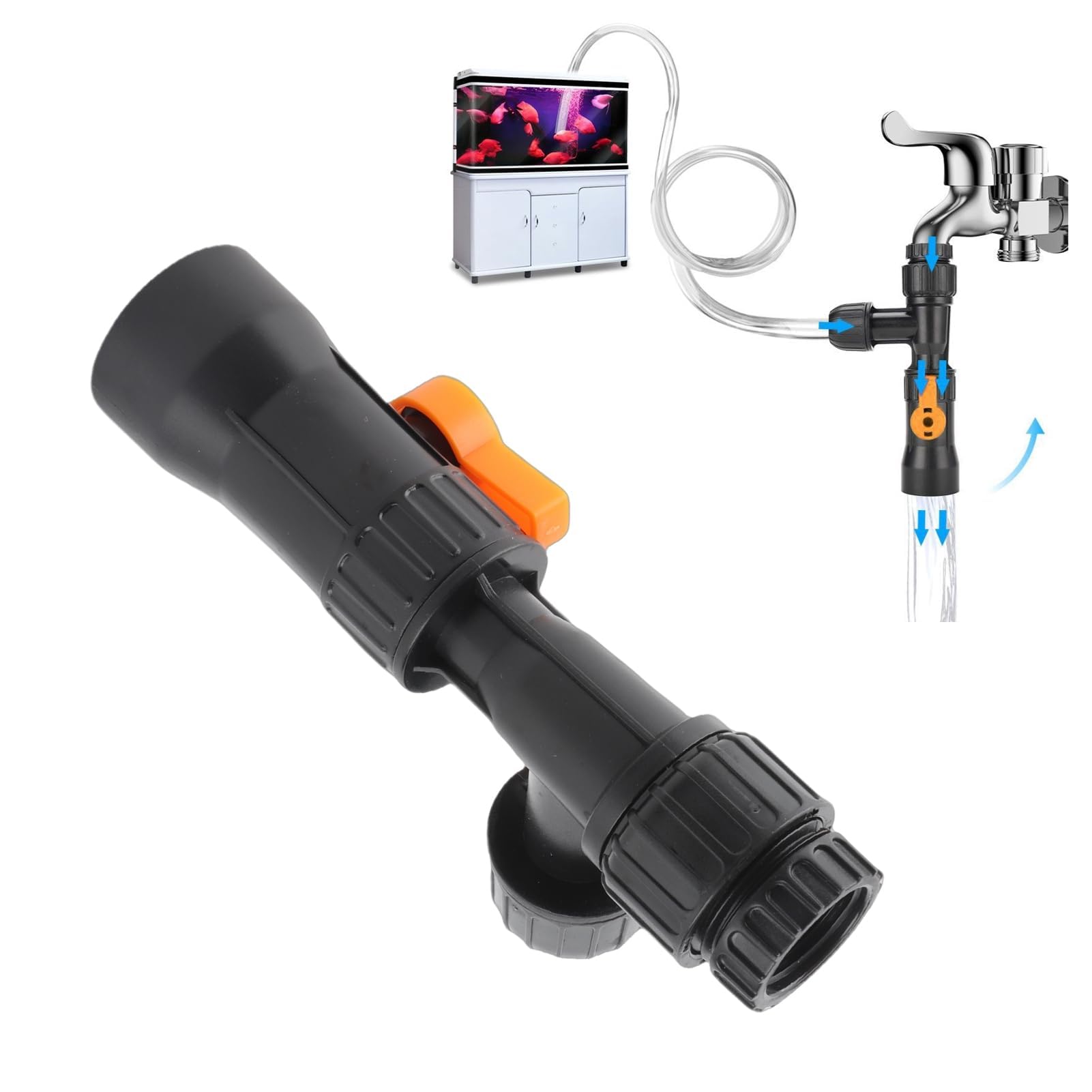 Zerodis Aquarium Water Changer Replacement Aquarium Fish Tank Water Faucet Nozzles Connectors Changer Replacement Faucet Nozzles Pump with 2 Faucet Adapters Water Changer Parts