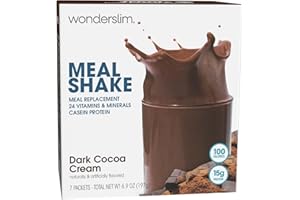 WonderSlim Meal Replacement Shake, Dark Cocoa Cream, 15g Protein, 24 Vitamins & Minerals, Gluten Free, Low Carb (7ct)