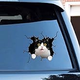 Zpahq Tuxedo Cat Car Cracking Sticker, 3D Vinyl Waterproof Cat Auto Decals, for Wall Laptop Car Window Truck Bumper Refrigerator 11.8x11.8in