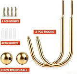 XxinXrong Golden Metal Curtain Holdbacks 2 Pcs U-Shape Wall Mounted view 3