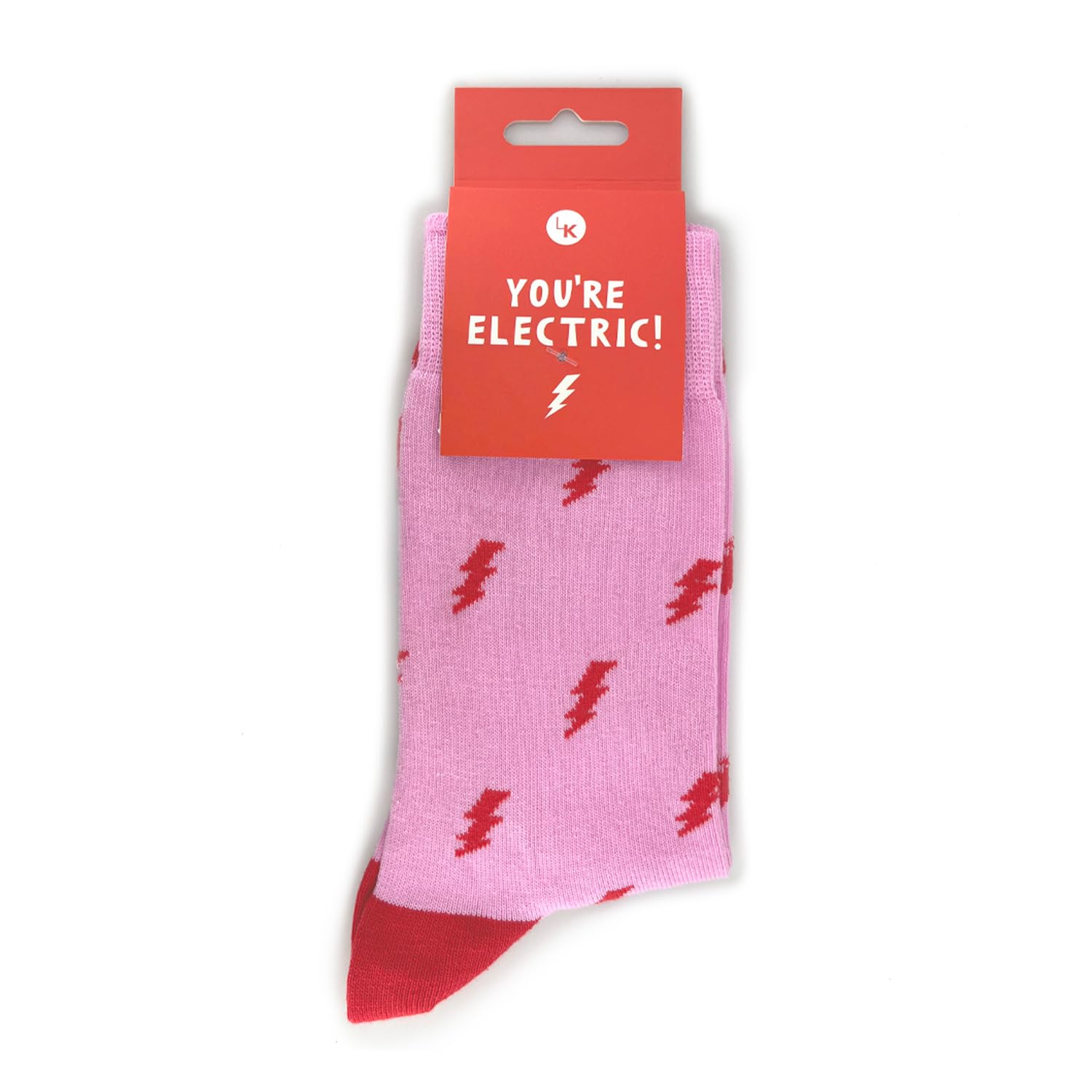 Love Kates Snazzy Socks You're Electric! Red & Pink Ladies Socks Size 4-7 Novelty Sock Gift LKSOCK015