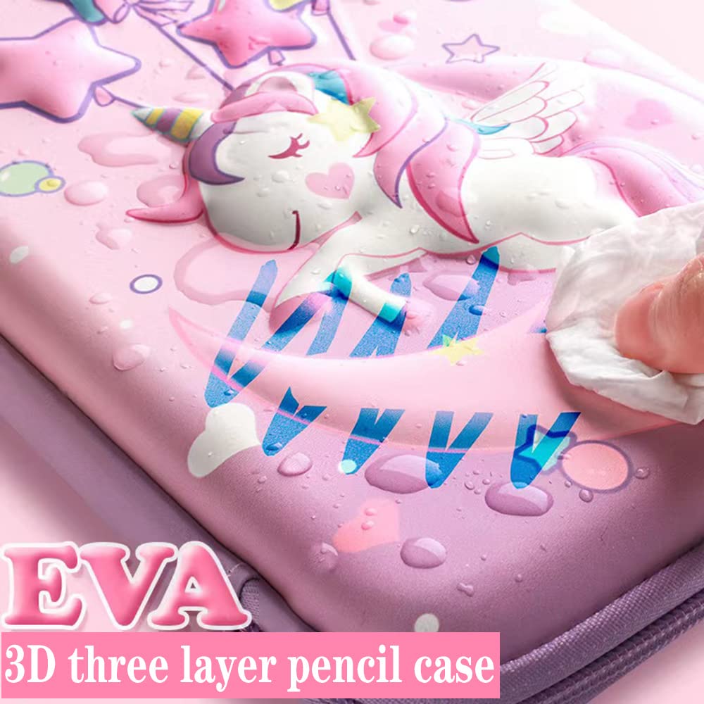 Cute Pencil Case - Pink Pouch, 3D EVA Large Capacity Pen Holder For Kids & Boys - School Portable Gift