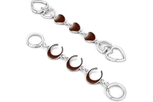 ZLSPTK 2Pcs Purse Extender Chain Silver Bag Extender Chain Heart Moon Purse Strap Extender Brown Purse Strap Replacement Crossbody Purse Accessories for Women Bag Charms for Handbags Tote Bags Purse Making