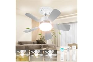 aupuslite 17.5" Socket Fan Light with Remote, 25W 1600 Lumens 3 Colors 3000-6000K Small Ceiling Fans with Lights 6 Speed Socket Breeze Ceiling Fan for Bedroom, Living Room, Kitchen, Garage