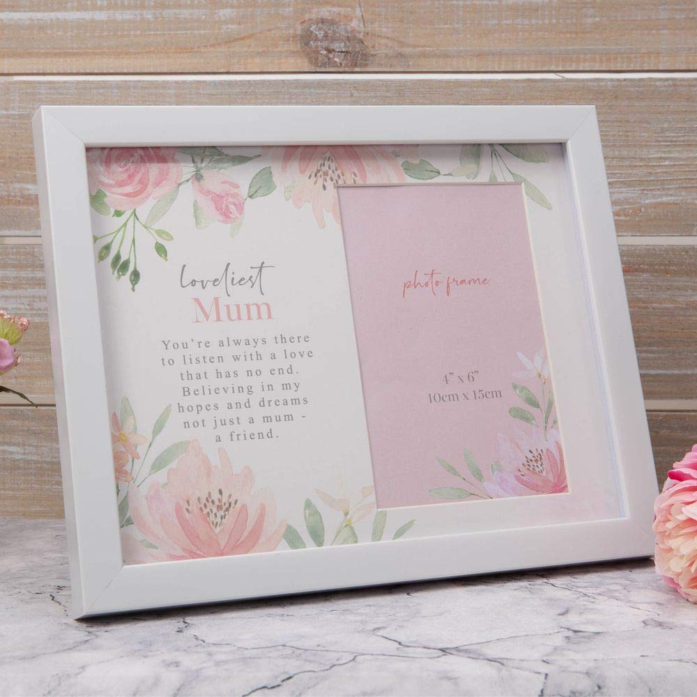 Widdop And Co Mum Photo Frame With Mount Saying Loveliest Mum by Sophia