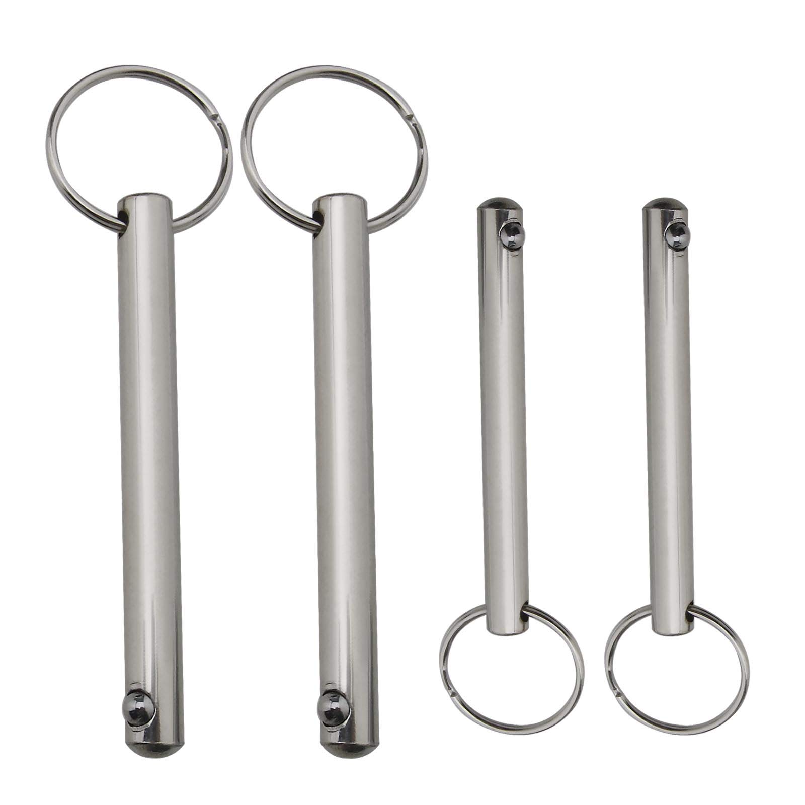 OTOTEC 4Pcs Quick Release Pins with Spring Loaded Ball End Circle Ring Carbon Steel Nickel Plated Bimini Top Pin - 6x60mm & 8x78mm