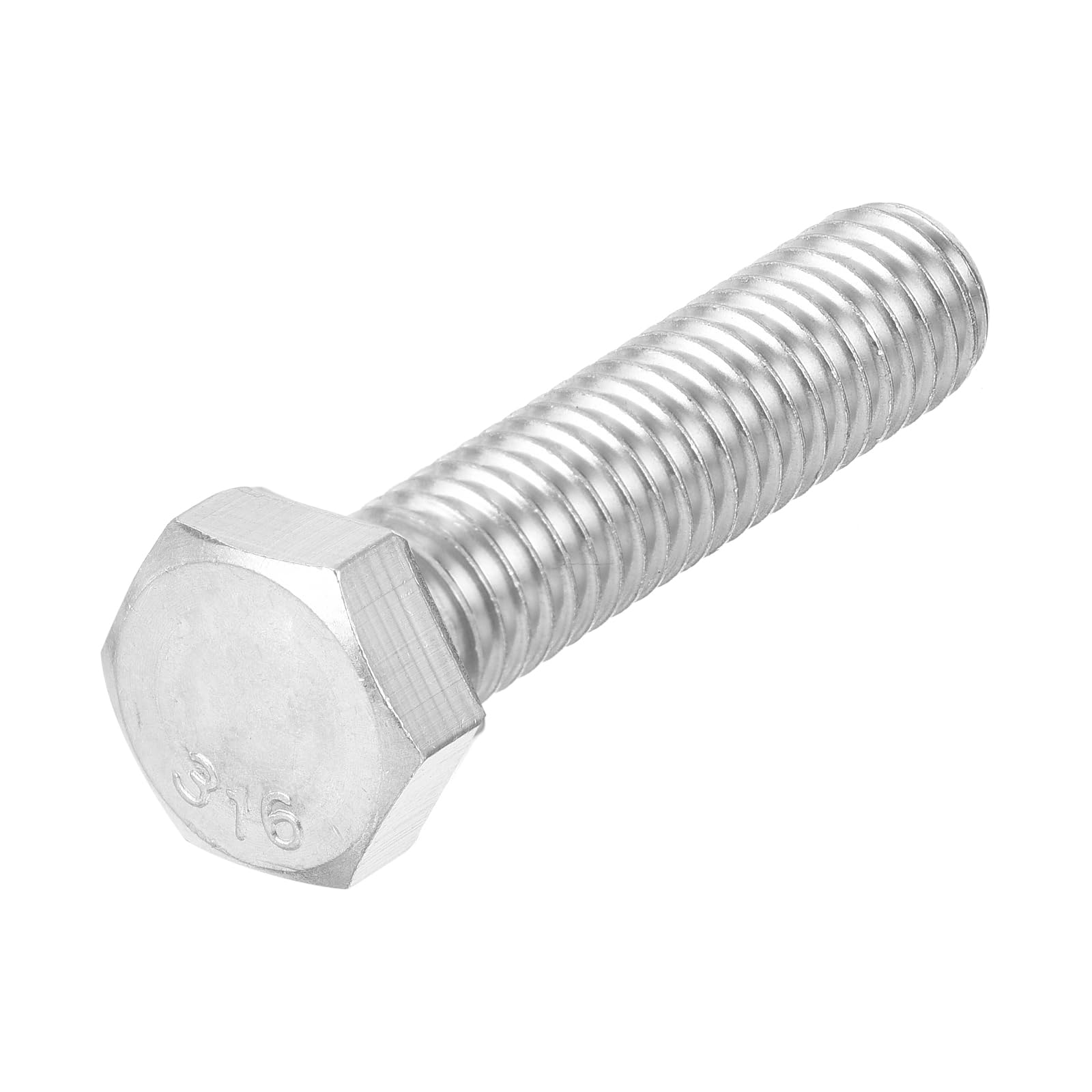 METALLIXITY Hex Head Screw Bolt (1/2-13x2") 1Pcs, 316 Stainless Steel, Fully Threaded, External Hex Drive, Bright Finish - for Repair, Silver