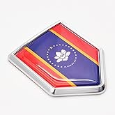 Overdecor Mississippi Flag Decal Stickers Car Emblem Mississippi Car Accessories Decorations Chrome Shield Flag Sticker Decals for Cars Truck Vehicles, 2 Pack