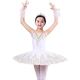 ORIDOOR Girl's Camisole Skirted Leotard Ballet Lace Sequin Tutu Swan Costumes Competition Skirt Dress