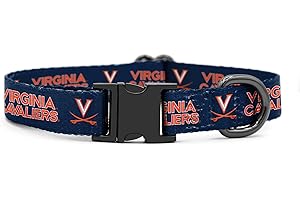 SHOPINSTAPETS Virginia Cavaliers Collars and Leashes | Officially Licensed | Adjustable-Fits All Pets! (XS Collar)