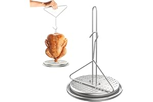 TAILGRILLER Perforated Turkey Chicken Poultry Deep Fryer Accessory Kit with Wire Handle Lifter Hook Vertical Roaster Holder Base