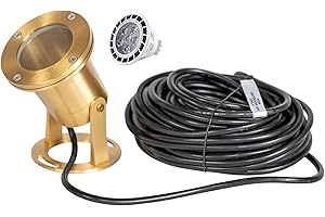 MIK Solutions Waterproof Underwater Light 176 Solid Brass 7W MR16 LED Bulb Pond Light Submersible Waterfall Pool Fountain for Beautiful Bright Long Lasting Home Garden Patio Pool