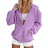 dyiozbga 2025 Women's Zip Up Hoodies,Long Sleeve Oversized Sweatshirts with Pockets,Fall Lightweight Outfits,Y2K Hooded Tops