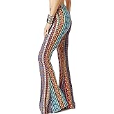 WSPLYSPJY Women's Print Stretch Bell Bottom Flare Palazzo Pants Trousers