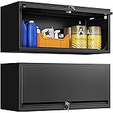 Yizosh Metal Garage Wall Storage Cabinet, Hanging Steel Tool Cabinet with Lockable Door, for Home Office Pantry School, Garag