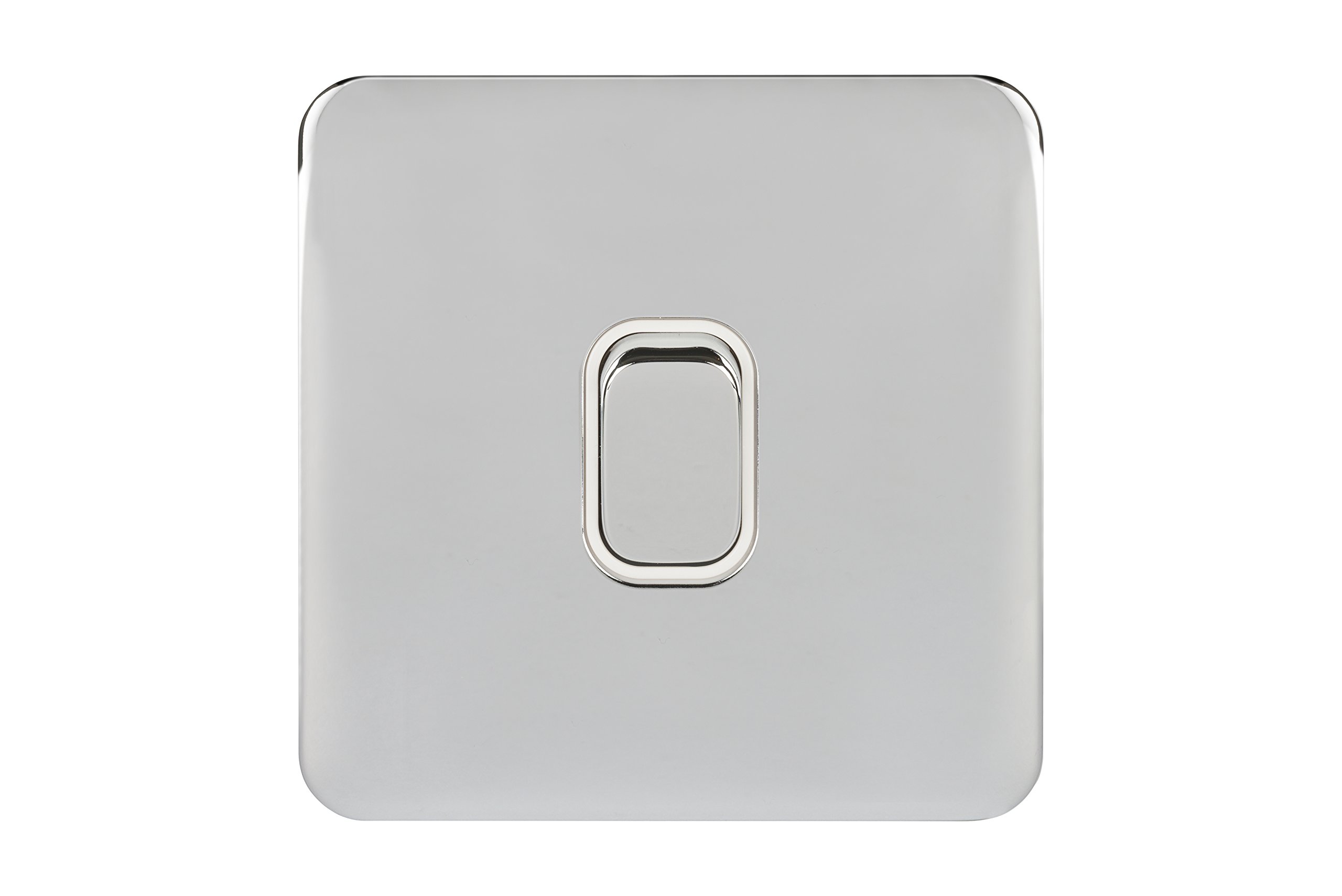 Schneider Electric Lisse Screwless Deco - Single 2 Way Light Switch, 10AX, GGBL1012WPC, Polished Chrome with White Insert
