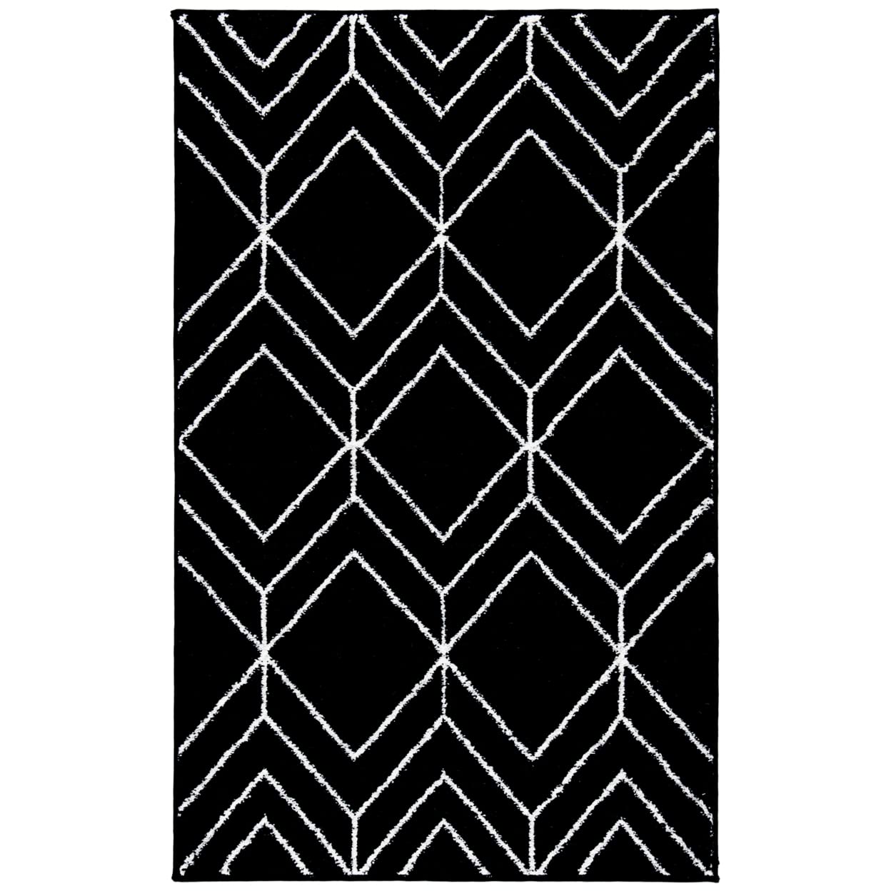 Safavieh Adirondack Collection Geometric Rug for Living Room, Dining Room, Bedroom - Short Pile, Black and Ivory, 61 x 91 cm