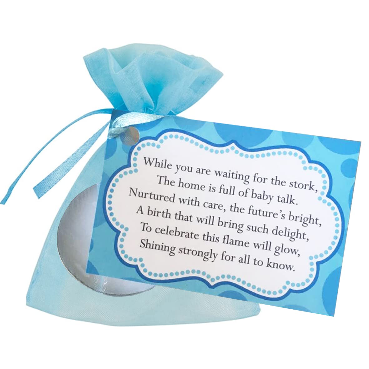 Baby Shower Candle Favours for Guests – 20 Pack Blue Baby Shower Gifts – Tealight Candles with Organza Bags & Poem Cards – Boy Baby Shower Favours – Lovely Little Things