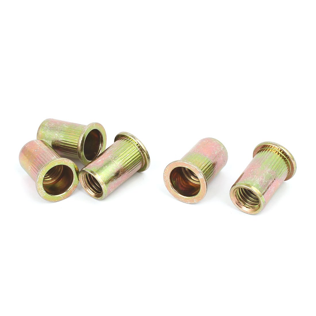 Sourcingmap 1/2"-13 Straight Knurled Rivet Nut Insert Bronze Tone 5pcs
