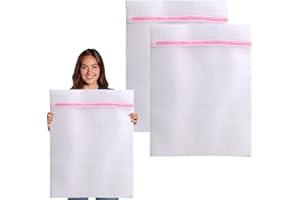 Zenvio 2 Pieces Mesh Laundry Bags, 60 x 80 cm Zippered Large Wash Bag, Reusable Heavy Duty Laundry Bags for Washing Delicates