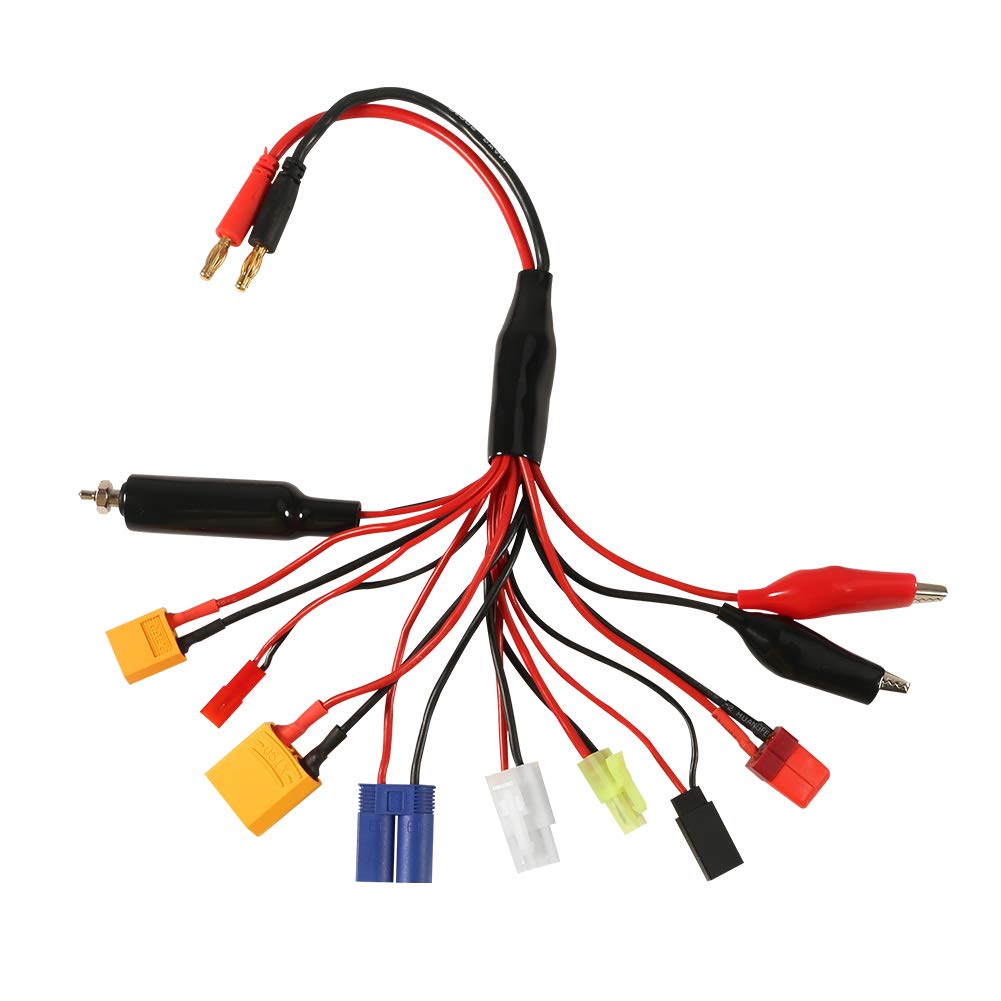 Dealikee Multifunctional 10-in-1 Octopus Convert Wire Banana Plug Lipo Battery Multi Charger Adapter Lead Cord for Tamiya, EC5, JST, Futaba, XT60, XT90, Alligator Clips