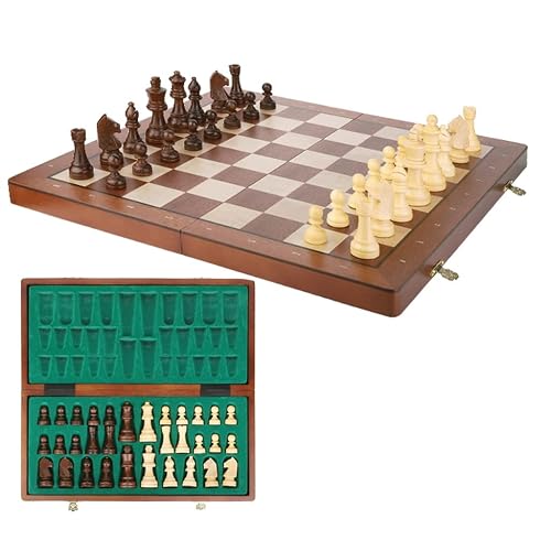 ROLTIN Magnetic Wooden Chess Set,Handmade Portable Folding Chess Board ...
