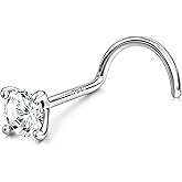 MILACOLATO 925 Sterling Silver Nose Studs, 18G 20G Corkscrew Nose Ring, Simulated Diamond CZ Hypoallergenic Nose Piercings for Women Men 1.5 2 3MM