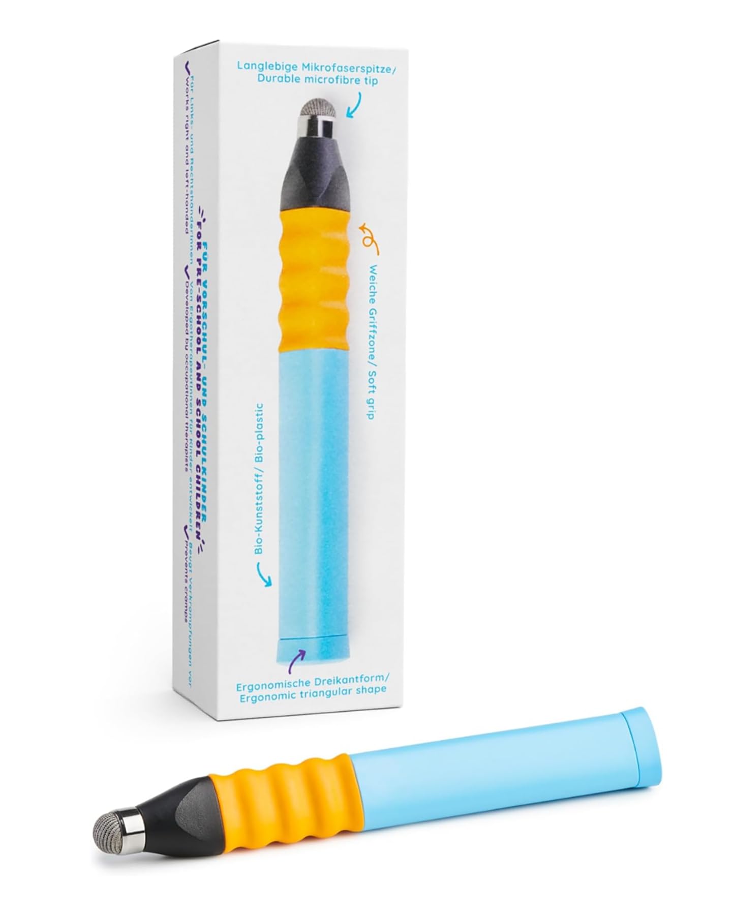 Ergonomic Pen Blue for Kids Ages 4 & Up - Writing Practice, Fine Motor Skills Development, Optimal Pen Grip, Compatible with Tablets & Phones