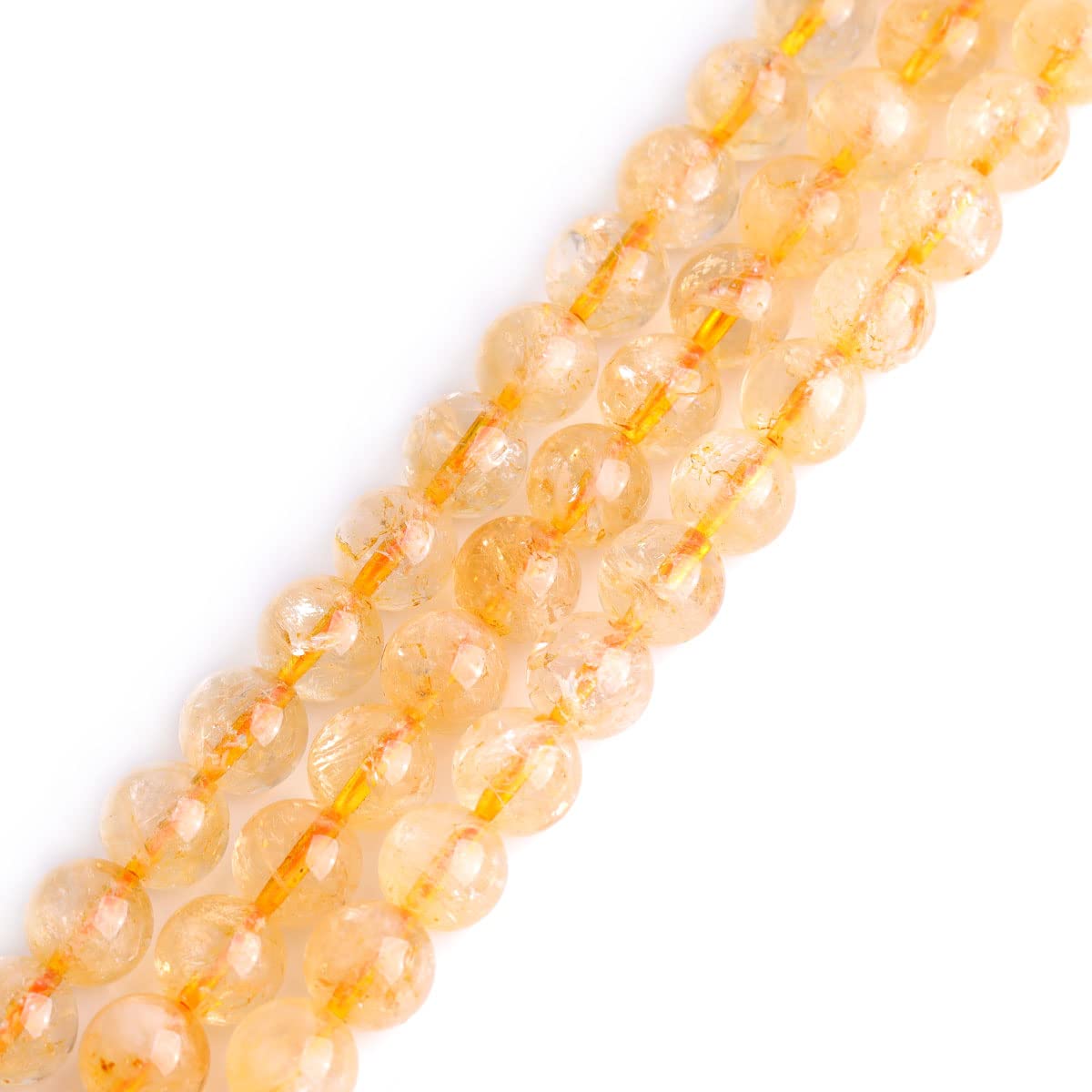 Sweet & Happy Girl's Store 9mm Round Gemstone Light Yellow Citrine Beads Strand 15 Inch Jewellery Making Beads
