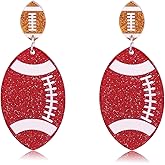 Football Earrings for Women Acrylic Glitter Rugby Drop Dangle Earrings Sports Game Day Earring Footballs Fans Game Day Jewelry Accessories