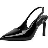Susanny Slingback Heels for Women Pointed Closed Toe Stiletto Kitten Women's Sexy High Heeled Pumps Stray Casual Dressy Shoes Comfortable Wedding Brida Party Office