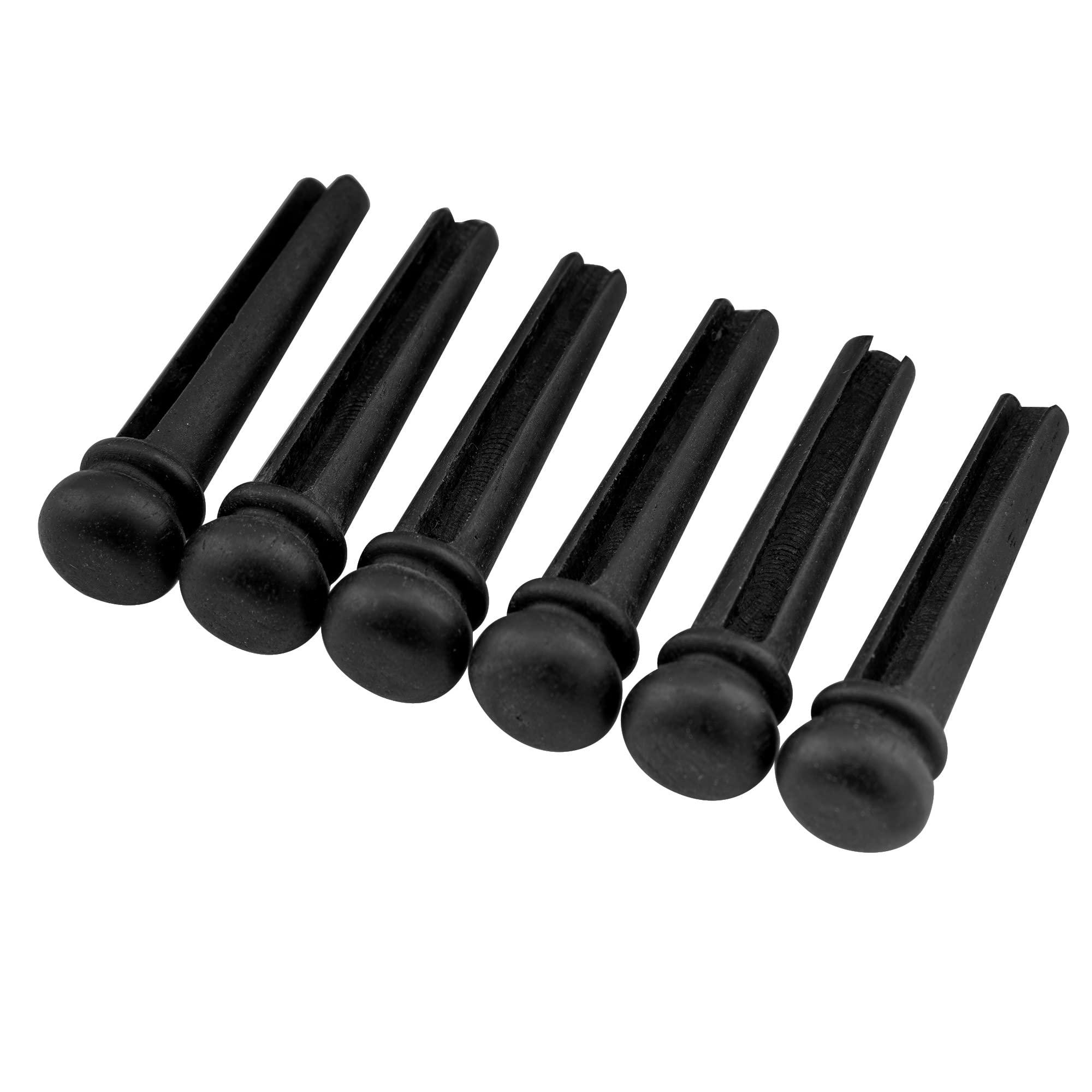 Musiclily Slotted Ebony Acoustic Guitar Bridge Pins,Black(6 Pieces)