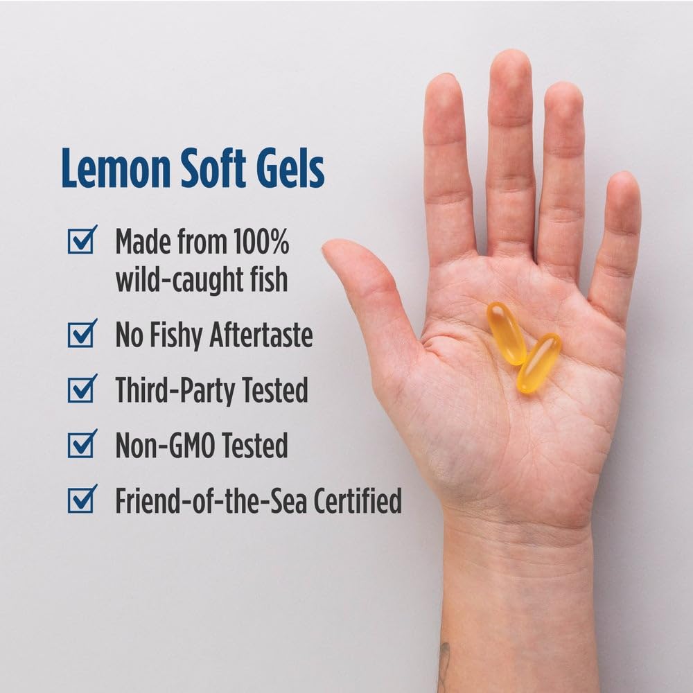 Nordic Naturals Omega-3, Lemon Flavor - 60 Soft Gels - 690 mg Omega-3 - Fish Oil - EPA & DHA - Immune Support, Brain & Heart Health, Optimal Wellness - Non-GMO - 30 Servings