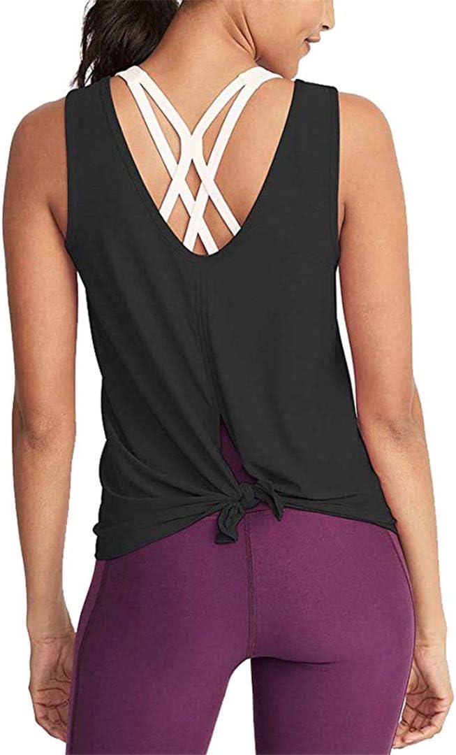 Amazon.com : LEHHIRNGS Fitness Tank Top Women Cute Workout Yoga Top ...