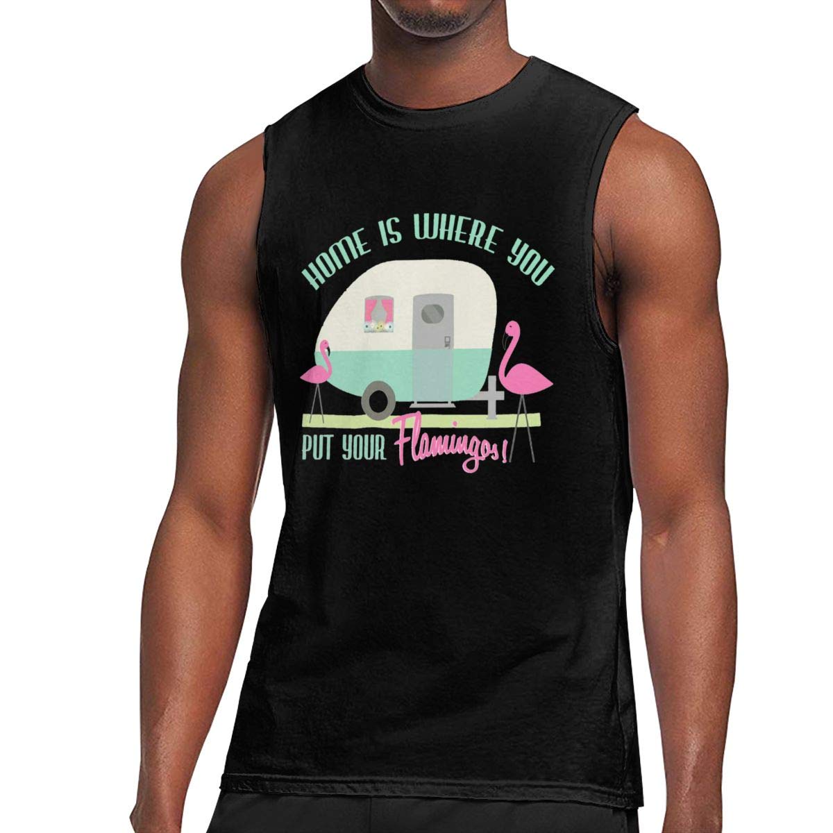 Home Is Where You Put Your Flamingo Casual Style Ness Sleeveless Muscle T Shirt