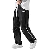 SOLY HUX Men's Parachute Pants Y2k Baggy Sweatpants Wide Leg Drawstring Waist Casual Pants Streetwear