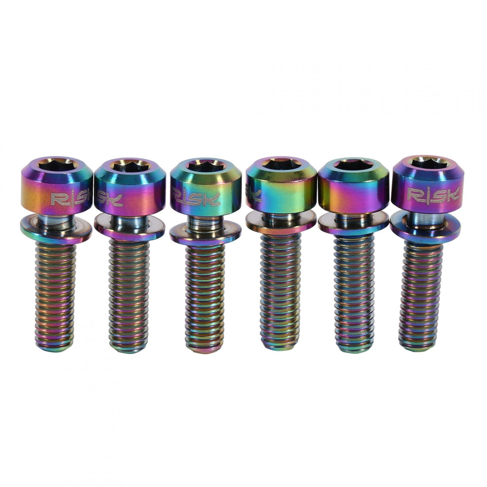 6Pcs Bike Stem Bolts, M5 Screw Titanium Alloy Bolts Bicycle Stem Parts Kit With Washers Set For MTB Bicycle(Colorful)