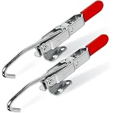 POWERTEC 2PK J Hook Toggle Clamp, 375 lbs Holding Capacity, 451 Adjustable Pull Action Latch for Smoker, Tool Box, Woodworking Jigs and Fixtures, Cabinet, Lids, Door, Truck (20308-P2)