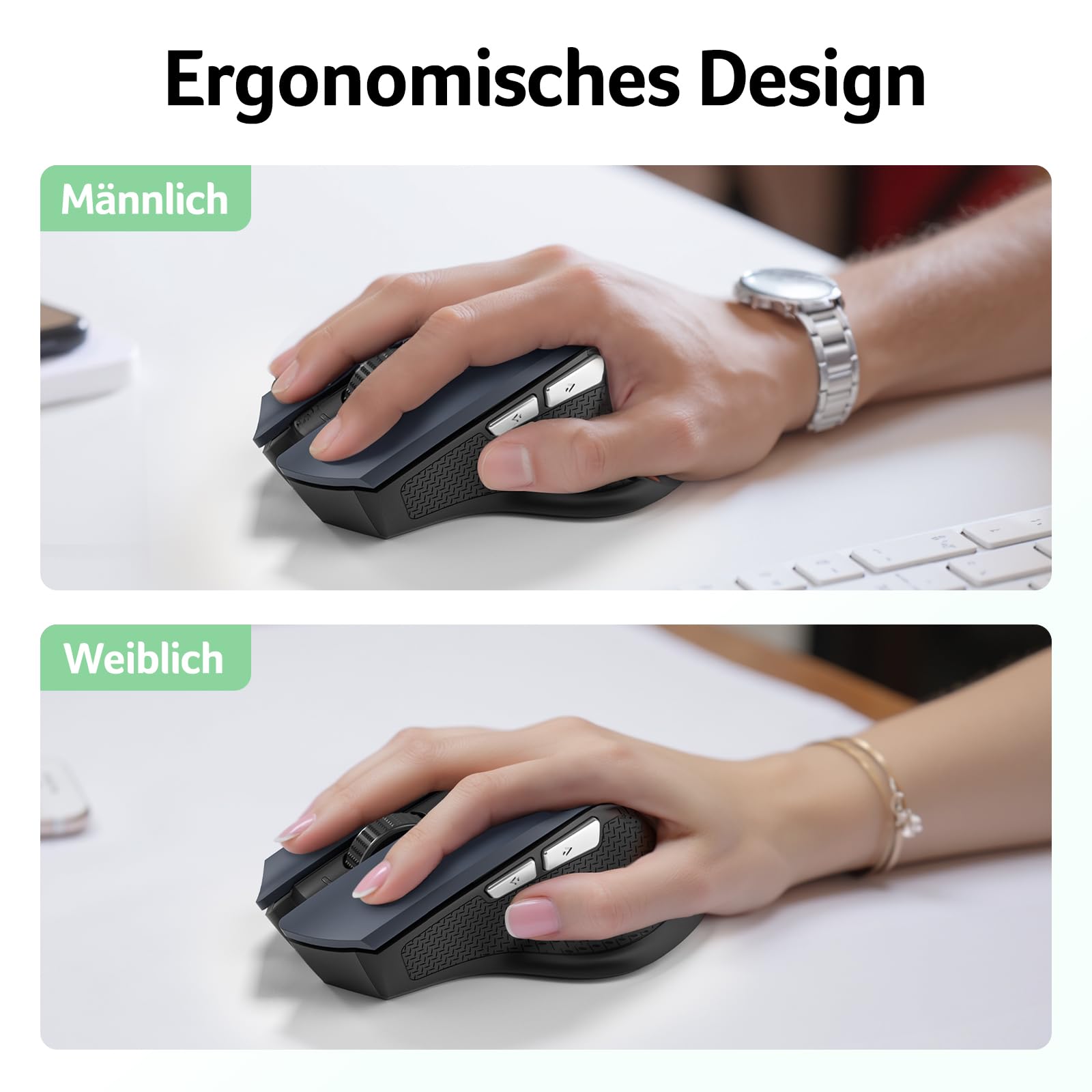 acer Maus Kabellos, 2.4GHz 1600 DPI Funkmaus, 3 Einstellbare DPI Wireless Mouse mit 6 Tasten, Batteriebetriebene Kabellose Maus für Laptop, PC und MacBook, Empfohlen für Rechtshänder 8