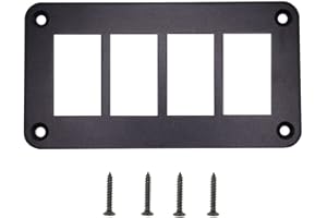 HOKAAER 4 Way Rocker Switch Panel Housing Holder, Rocker Toggle Switch Panel Housing Bracket, Black Waterproof Anodized Aluminium Panel, with Screws for Car Marine Boat Truck RV SUV ATV UTV