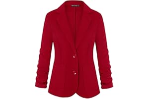 Unifizz Womens Casual Work Office Blazer Pockets Buttons Suit Jacket 3/4 Sleeve