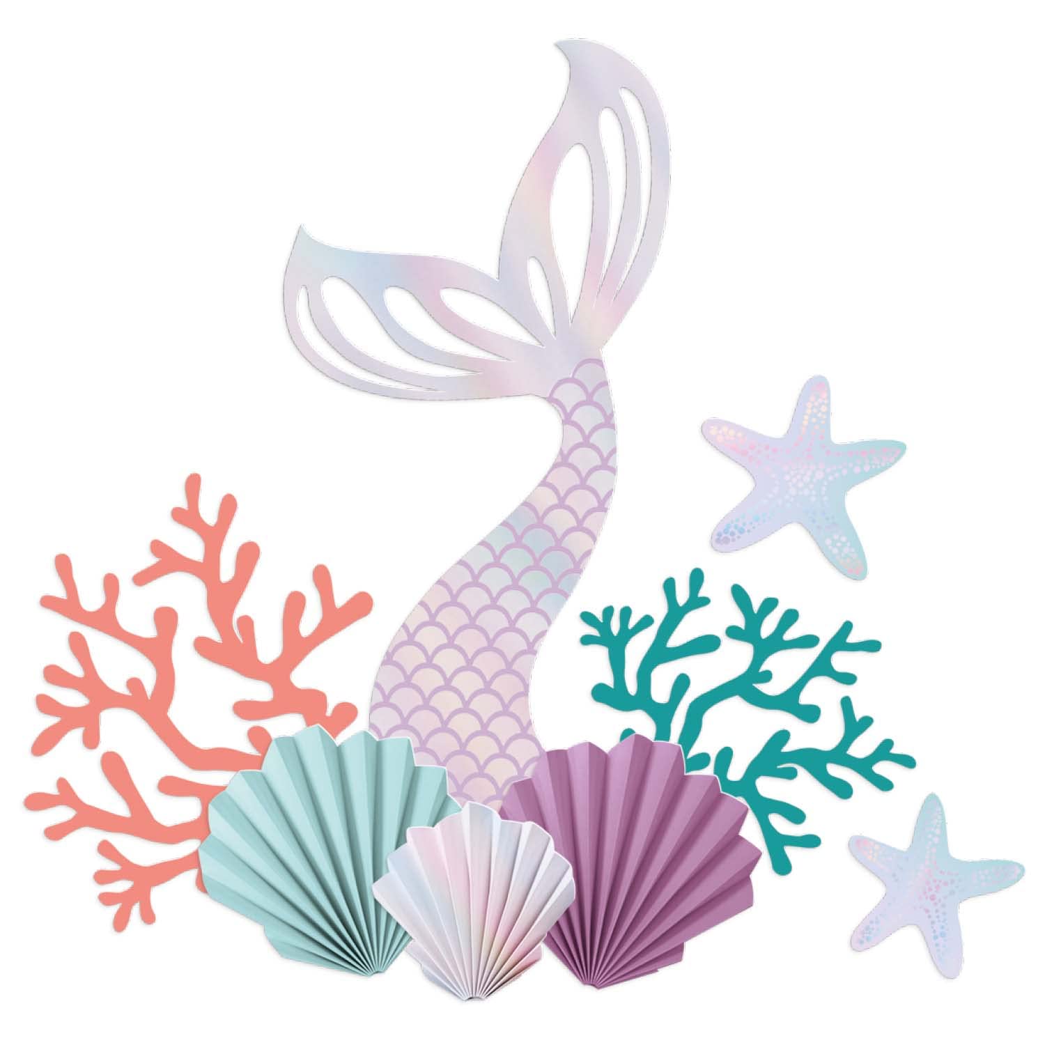 Amscan 9914396 - Mermaid Tales Kids Birthday Party Assorted Card Cut-Outs Wall Decorations - 8 Pieces