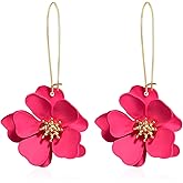 GUOXIAOMEI Bohemian Daisy Flower Matte Floral Long Petal Drop Dangle Earrings Layered Tiered for Women Chic Boho Wedding Jewelry