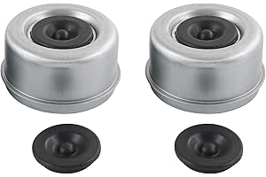 JDMSPEED 2pcs 2.72" Trailer Axle Wheel Hub and Bearing Dust Cap with Extra 2 Rubber Plugs for Most 7000 to 8000 Pound Axles Dexter Trailer Axle Dust Cap Cup Grease Cover Hub