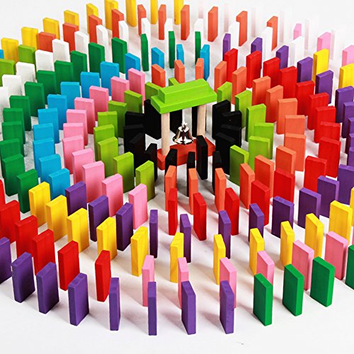 Owikar 120pcs Wooden Dominoes Blocks Set Kids Game Educational