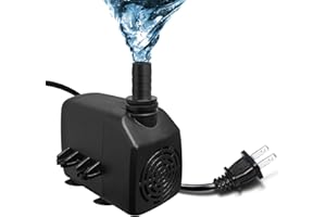 LUTI 400GPH 25W Ultra Quiet Submersible Water Pump, 1000L/H Flow with 6.5ft High Lift for Aquariums, Fish Tanks, Ponds, Hydroponics, and Statuary - Black
