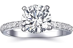 Dainty Life 2 Carat Round 3PCS / 2PCS / 1PCS Engagement Ring for Women | Wedding Rings | Fake Diamond Ring | 18K White Gold Women's Band Ring Size 4-11