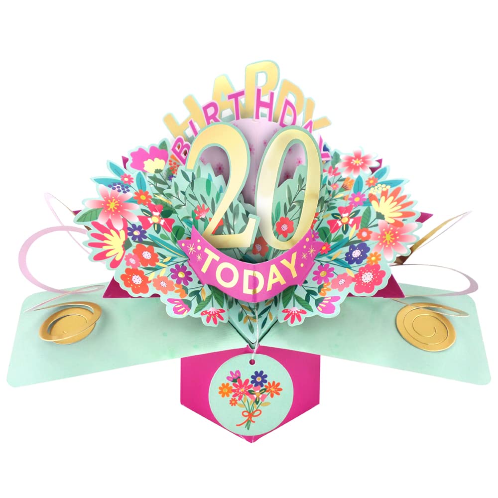 Happy 20th Birthday 20 Today Pop-Up Greeting Card Love Kate's Pop Up Cards Her POP215MC20