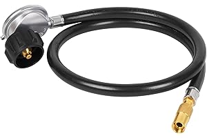 Jakivew 3 FT Propane Adapter Hose with Regulator for Blackstone 17 and 22 Inch Tabletop Griddle, 5471 Quick Fitting Replacement Parts Connect to 20 lb Tank